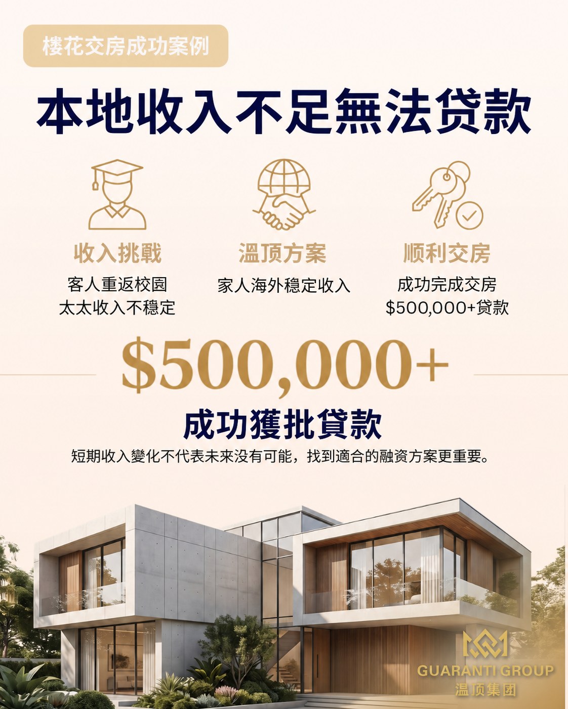 重返校園收入中斷，樓花交房貸款卡死？溫頂破局，50多萬貸款成功批下！