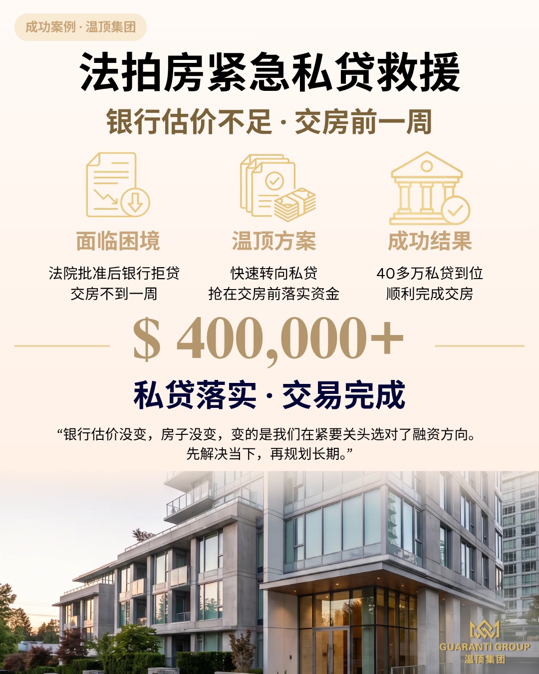 法拍房获法院批准，银行却在交房前拒贷？2天落实40多万私贷，顺利完成交易！