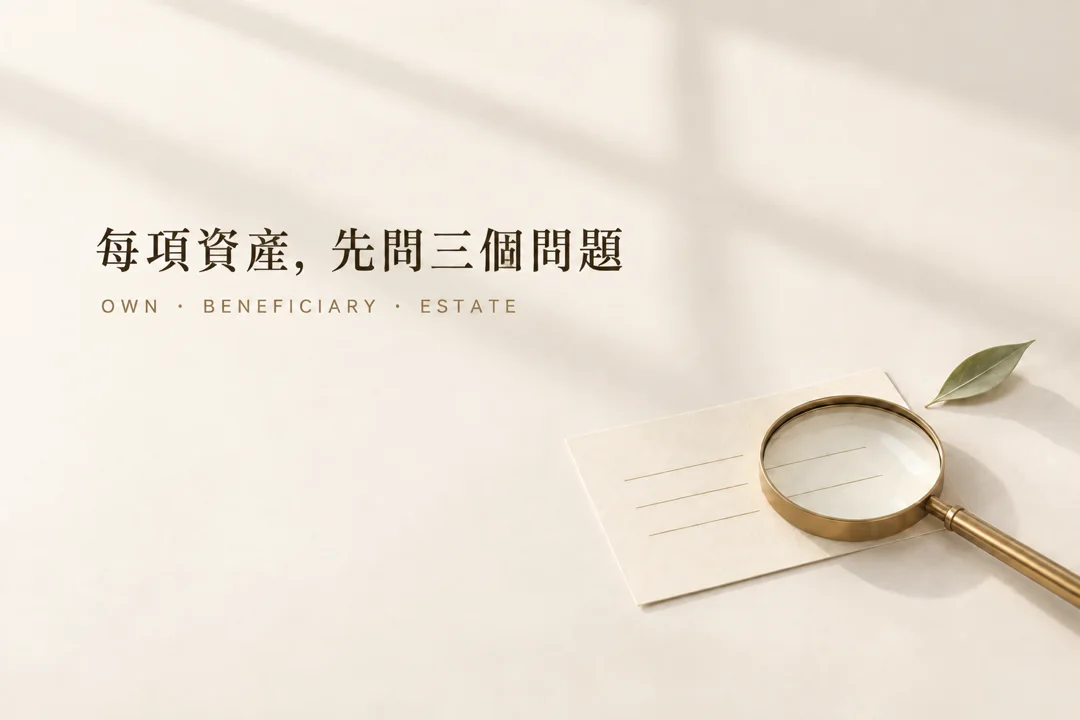 每項資產，先問三個問題