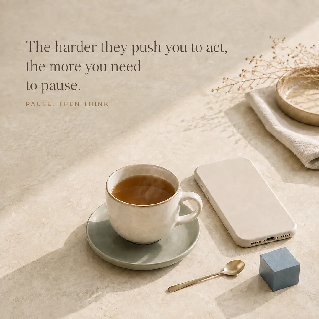 The harder they push you to act, the more you need to pause.