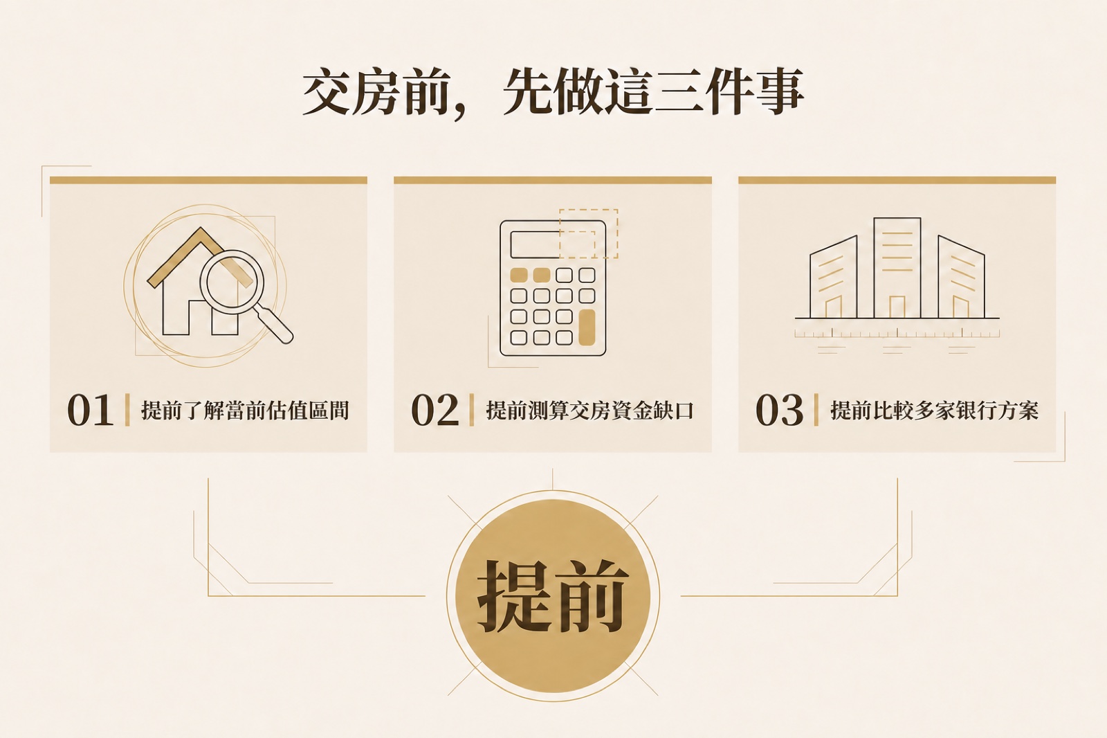 交房前先做這三件事 —— 瞭解估值區間、測算資金缺口、比較多家銀行方案