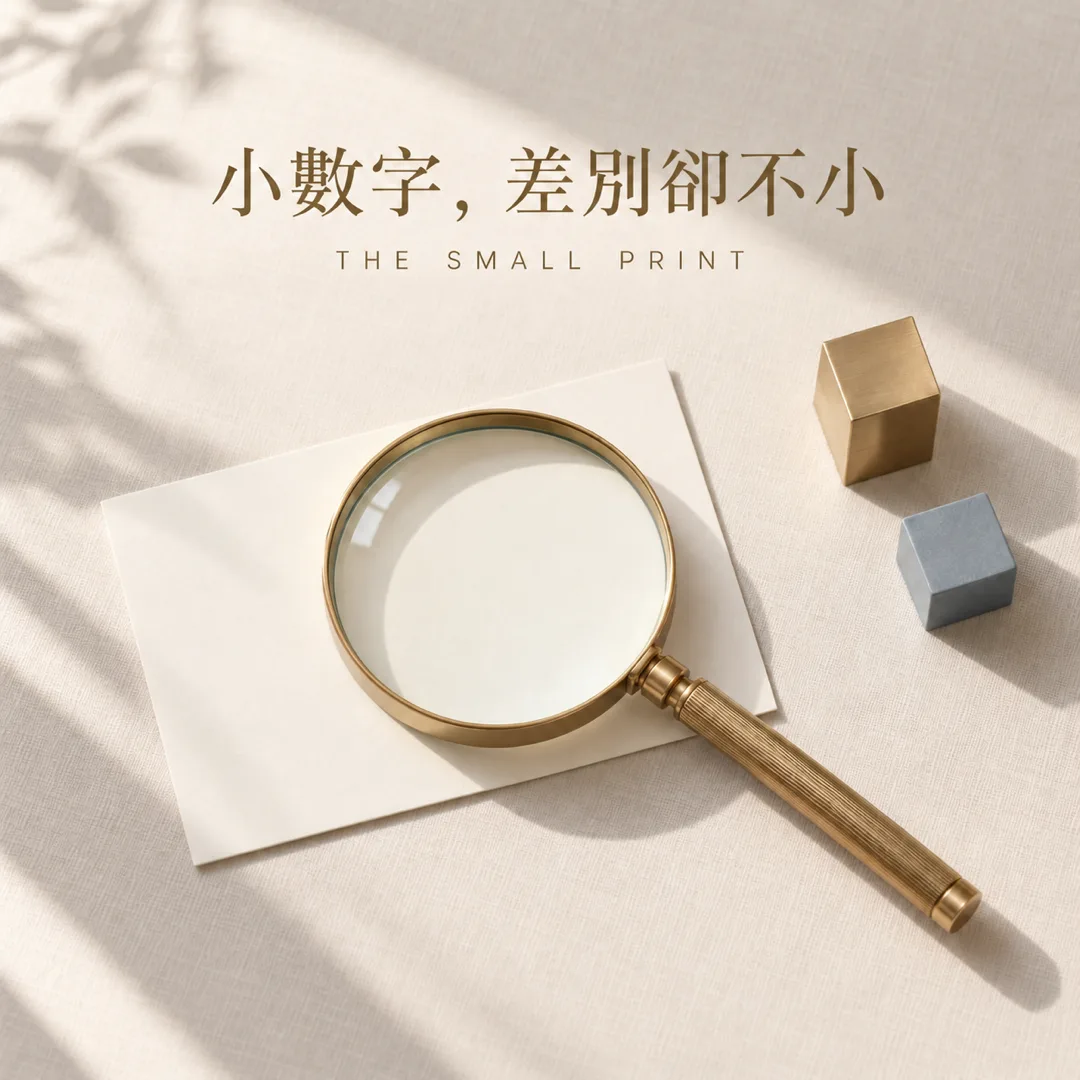 放大鏡與幾何靜物,提示細小變化亦可能影響家庭預算