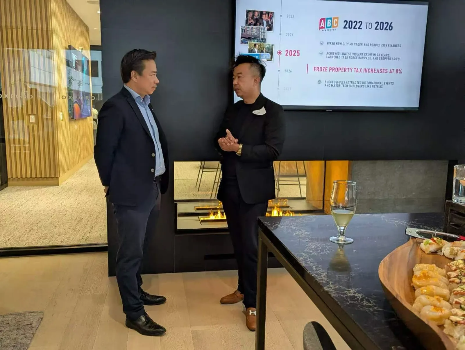 Members of the Guaranti Group team in conversation with Vancouver Mayor Ken Sim