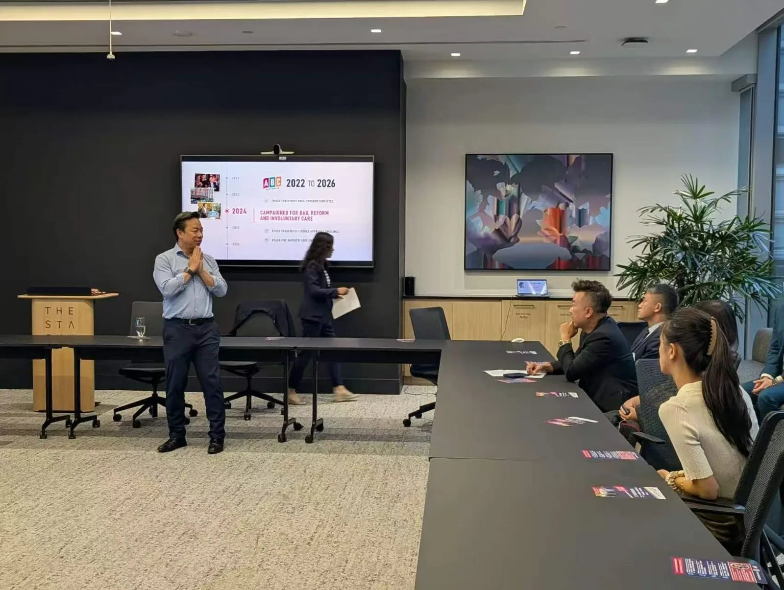 A Guaranti Group team member speaking at the Vancouver gathering