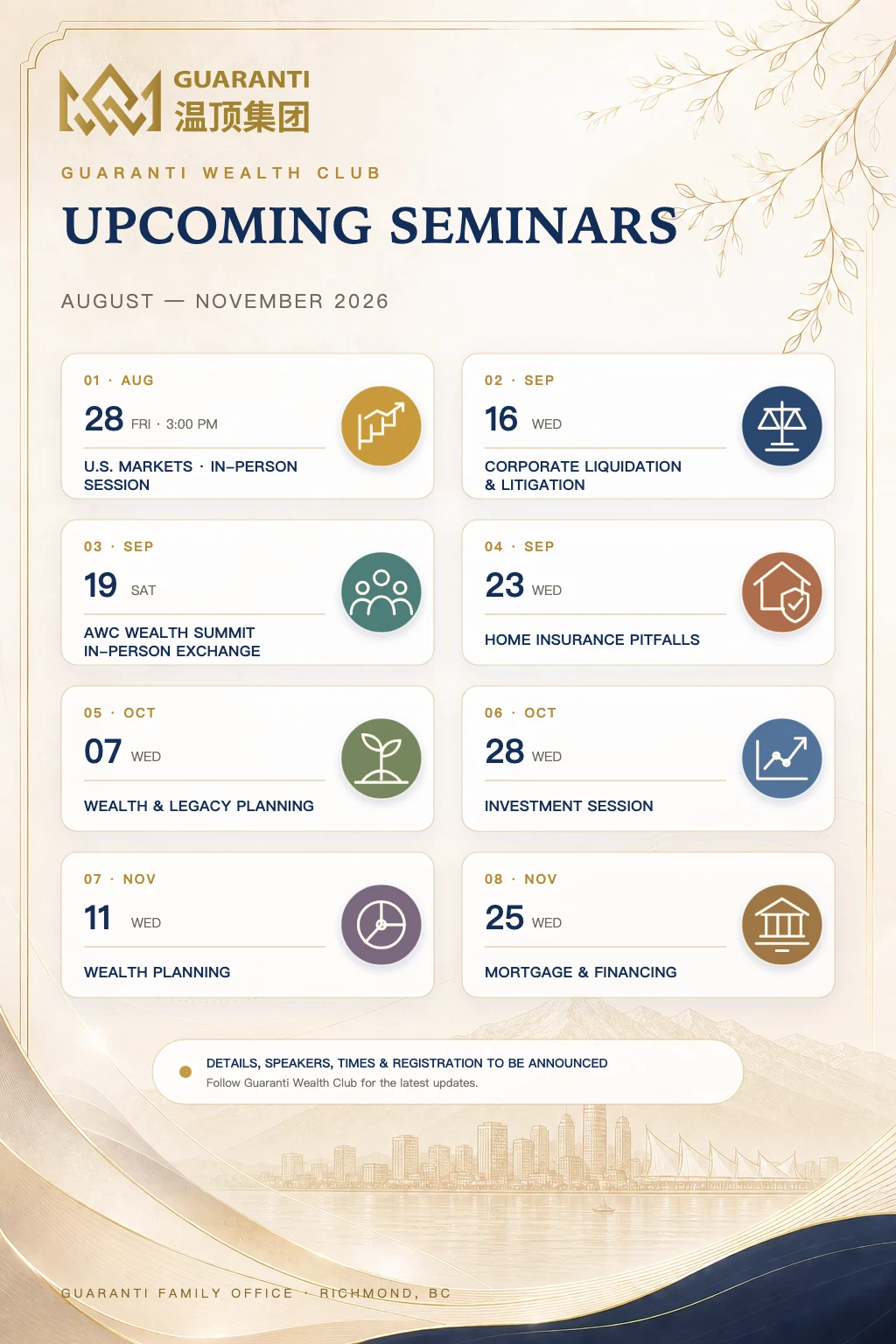 Guaranti Wealth Club seminar preview from August to November 2026